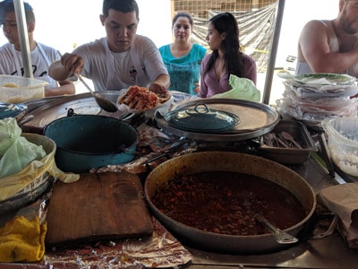 A huge pot of cahuamanta seafood soup in Mazatlán, Sinaloa