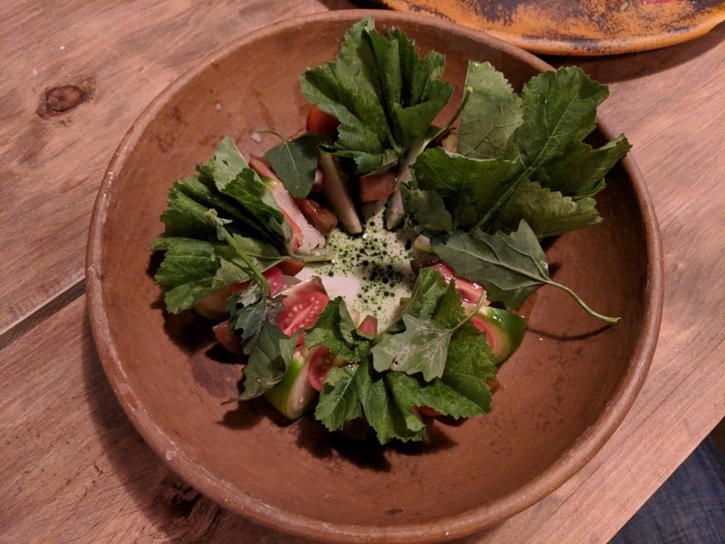 Green salad at Xokol Restaurant in Guadalajara