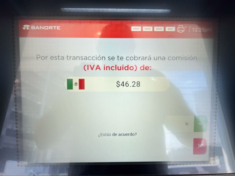 Banorte ATM fee