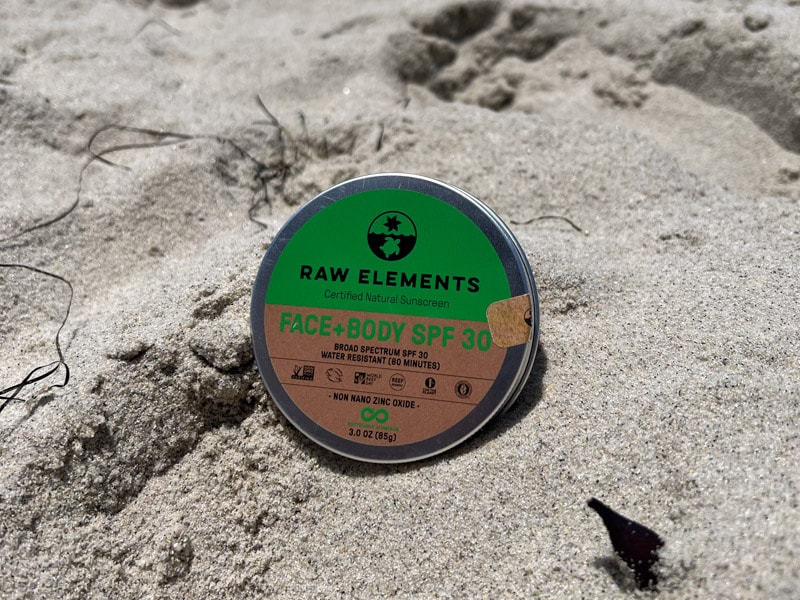 Raw Elements sunscreen in a tin