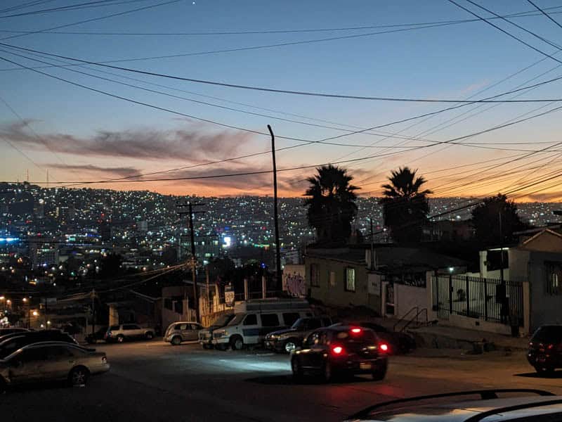 View from Colonia Libertad neighborhood at dusk.
