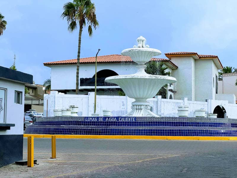 Fountain at the entrance to the exclusive Lomas de Agua Caliente neighborhood in Tijuana.