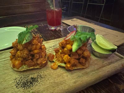 Tostadas de pozole seco at La Justina Restaurant in the Lafayette Hotel