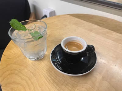 Espresso at AETHER coffee shop in Pasaje Rodriguez, Downtown Tijuana